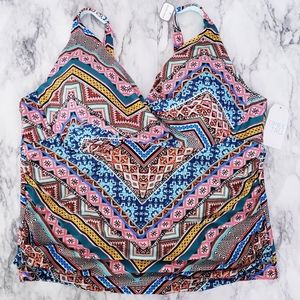 Tankini Cabana Twist Front Top Swimwear Multicolor. Underwire